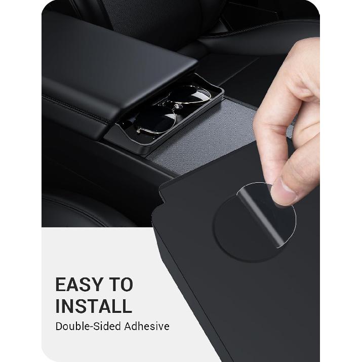 BASENOR 2026 Tesla Model Y Model 3 Center Console Sunglasses Holder, Armrest Key Holder Storage Box For 2025 2026 Model Y Juniper 2024 2025 Tesla 3