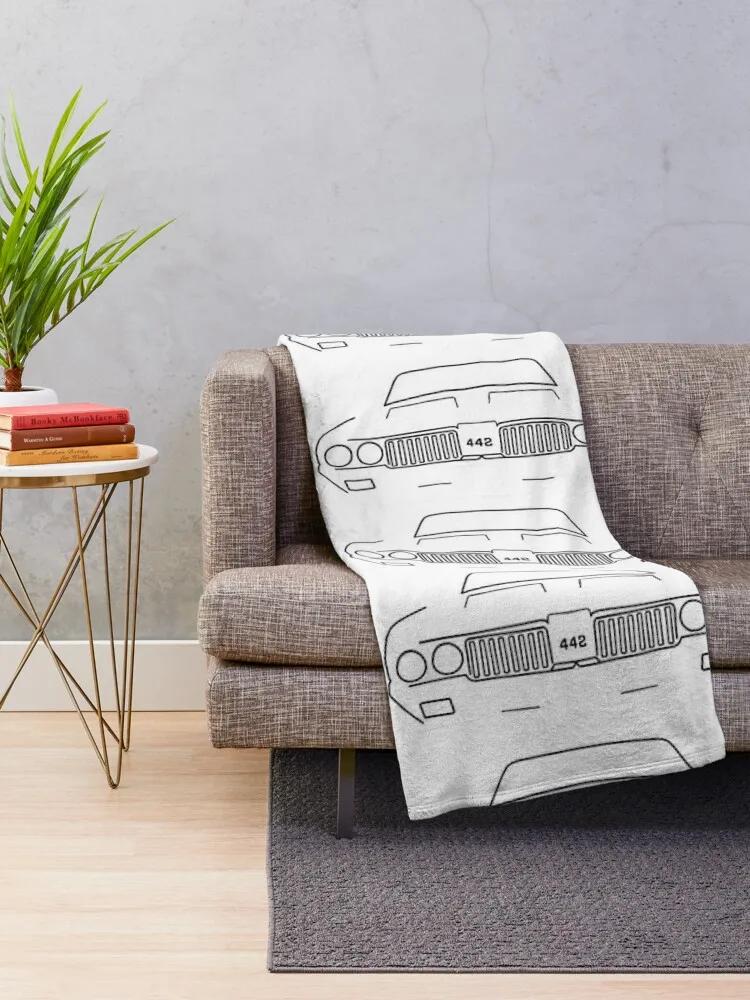 Oldsmobile Cutlass 442 Classic Car Outline Graphic (Black) Throw Blanket Luxurious Soft Fuzzy Blanket For Sofa Bed