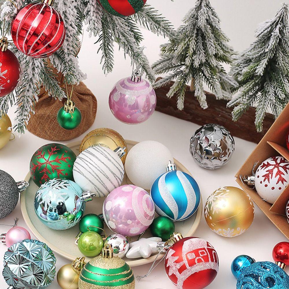 New Year Christmas Tree Ornament Plastic Painted Ball Christmas Decorations New Xmas Tree Hanging