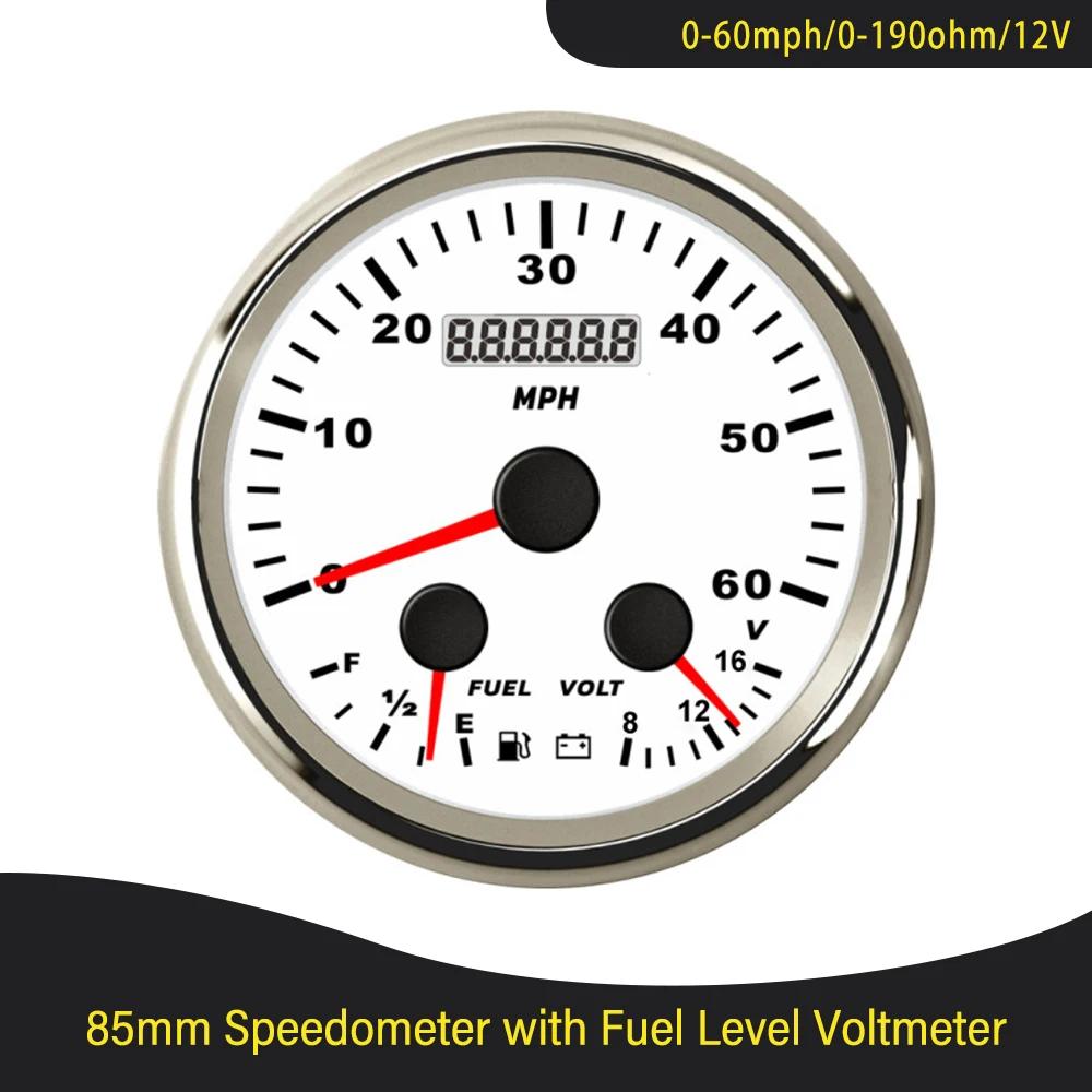 Waterproof Car Boat Universal 85mm GPS Speedometer Odometer with Fuel Level Tachometer Water Temp Oil Pressure Red Backlight