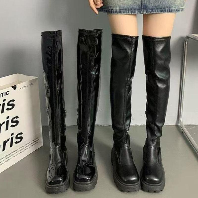 Women Over The Knee Chelsea Boots High Top Chunky Platform Winter Fashion Pumps New Trend Casual Goth Woman Long Botas