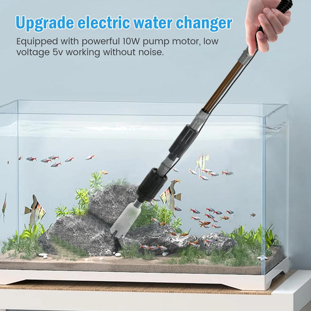 6 In 1 Aquarium Gravel Cleaner Tool Strong Suction Electric Fish Tank Vacuum Automatic Water Changer Wash Sand Water Changing
