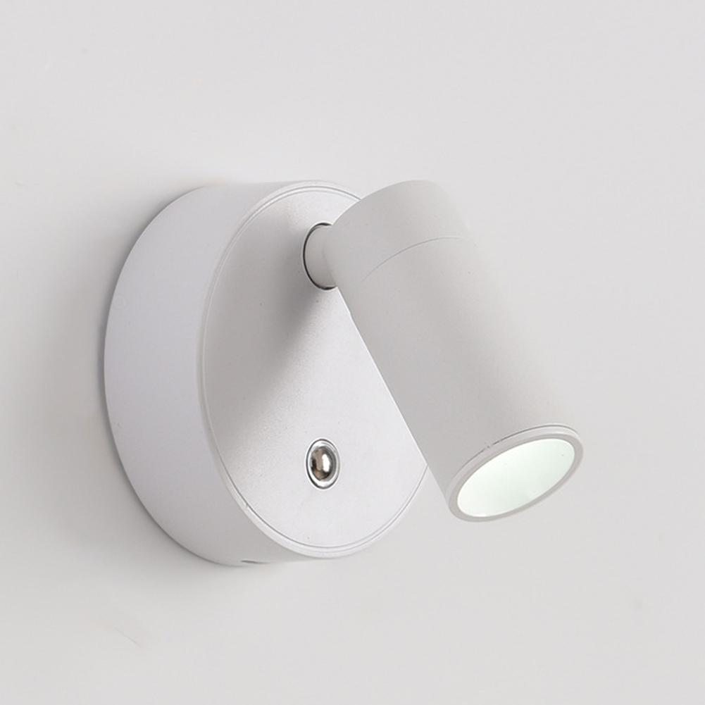 Verstellbare Wandleuchte USB-wiederaufladbar 1800mAh Moderner Stil Drehbare Wandlampe COB Touch-Steuerung Nordisch Modern LED-Wandleuchte 3W