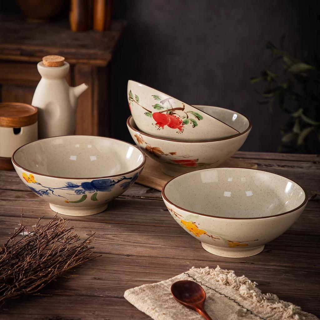 Vintage Bamboo Hat Bowl Japanese-style Tableware Home Kitchen Noodle Bowl Ceramics&pottery Soup Plates Utensils for Kitchen Gift
