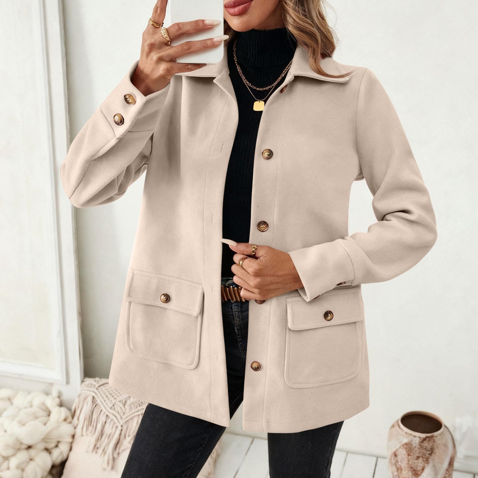 

Fashion Coats Notched Lapel Single Breasted Overcoat Jacket XL бежевый