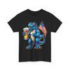 Beer Drinking T-Shirt | Funny Beer T-Shirt T-REX Dinosaur Holding Flag