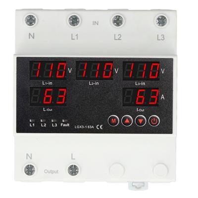 Automatic Transfer Switch 63A 3P4W LED Display Adjustable Voltage Protector for Home Generator