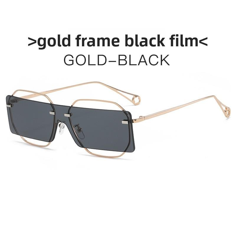 Metal Frame Geometric Sunglasses With Pink Lens Uv400 For Summer Outings