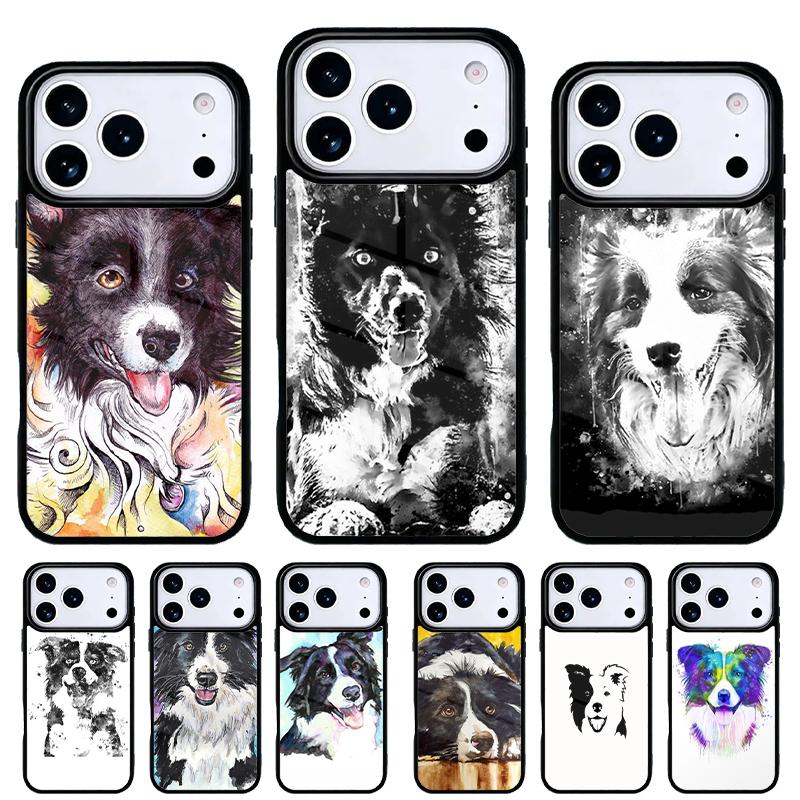 Border Collie Watercolor Phone Case for iPhone 17 16 15 14 13 Pro Max Back Cover for 12 11 Pro Coque