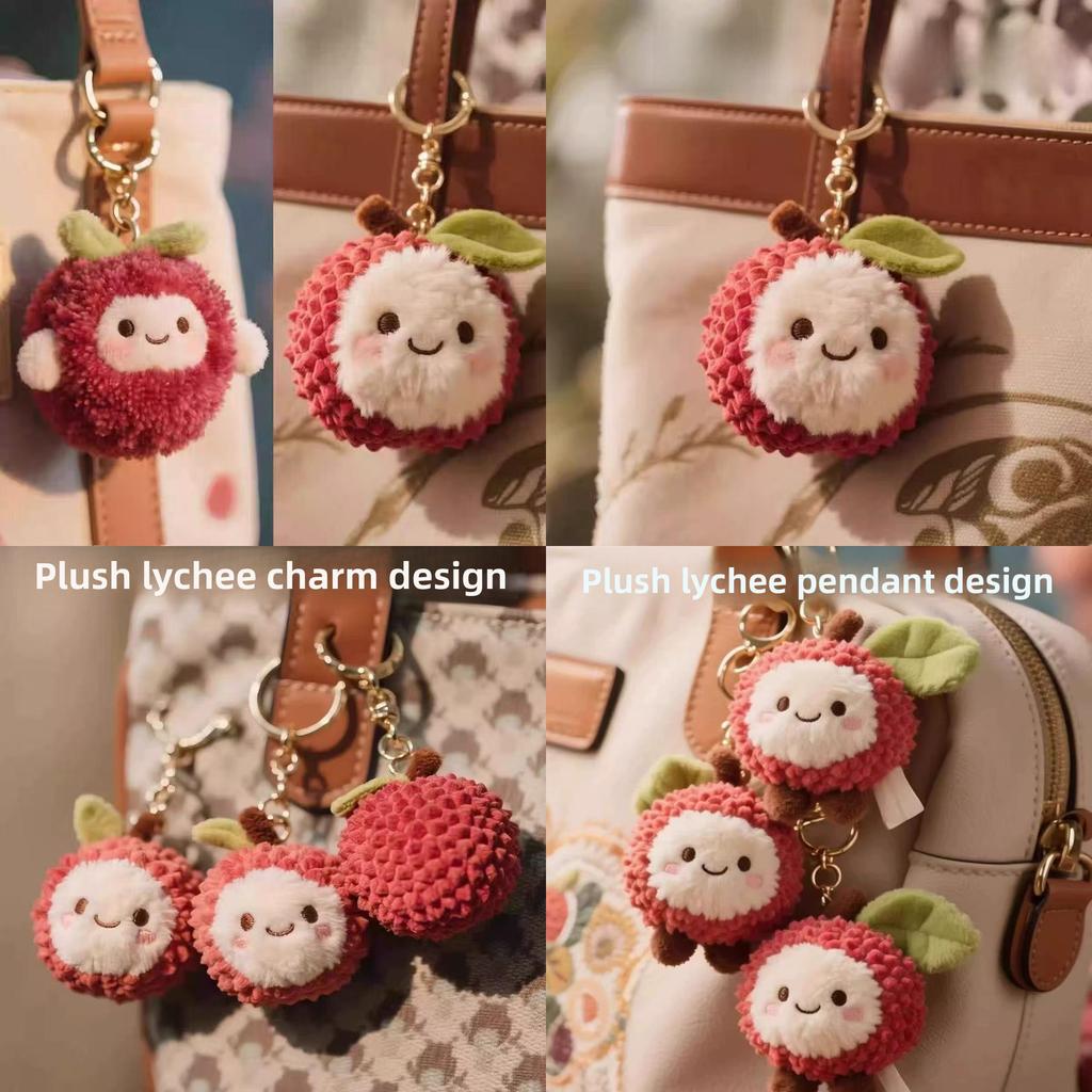 Lychee And Yangmei Plush Keychain With Soft Pp Cotton For Bag Decor