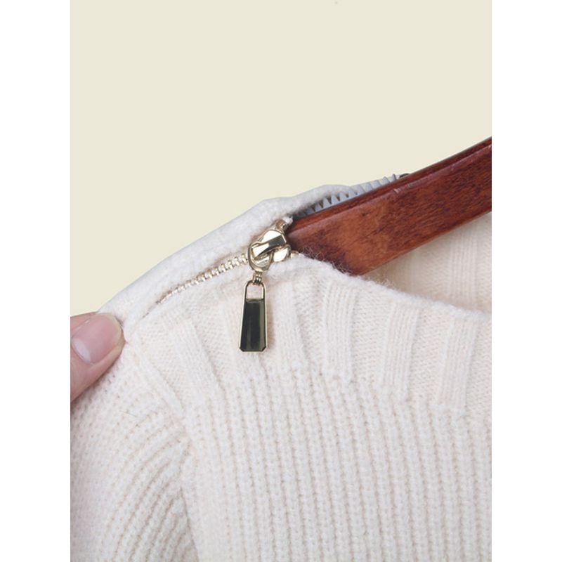 Polish Card off-the-Shoulder Sweater Sweater Fashion Style Export Metal Zipper Waist-Controlled Long Sleeves Autumn and Winter Undershirt