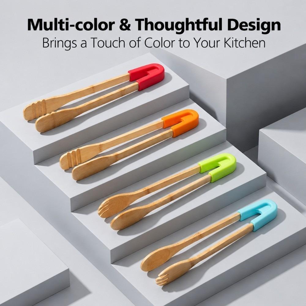 Bamboo Salad Serving Tong Multi Color Option Grill Tongs New Food Tongs Barbecue Cooking
