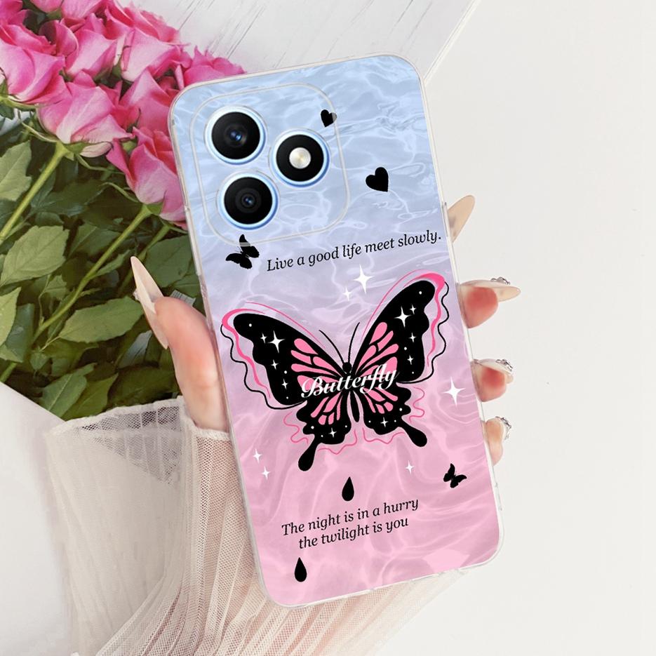 For Honor X8d 4G Case Cute Love Heart Painted Cover Soft Silicone Slim Phone Case For Honor X8d X 8d HonorX8d 4G Back Cover Bags