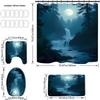 4pcs Moonlight Forest Waterfall Landscape Pattern, Apartment Bathroom, Shower Room Shower Curtain, Hotel Shower Curtain Set