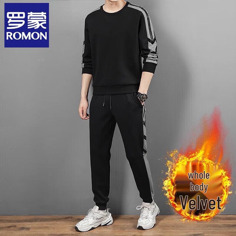 ROMON Men's Casual Sportswear Two-Piece Set