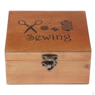 Retro Wooden Sewing Box Set Crafts Practical Diy Supplies Grandma Gift