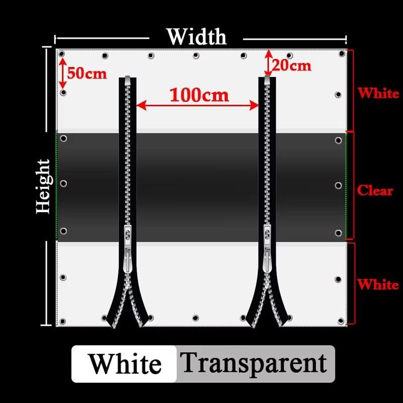 PVC Tarpaulin with Two Zippers Thickened 0.35mm 450 G/m² Waterproof Tarp Vinyl Outdoor Curtains For Patio Pergola Gazebo Porch