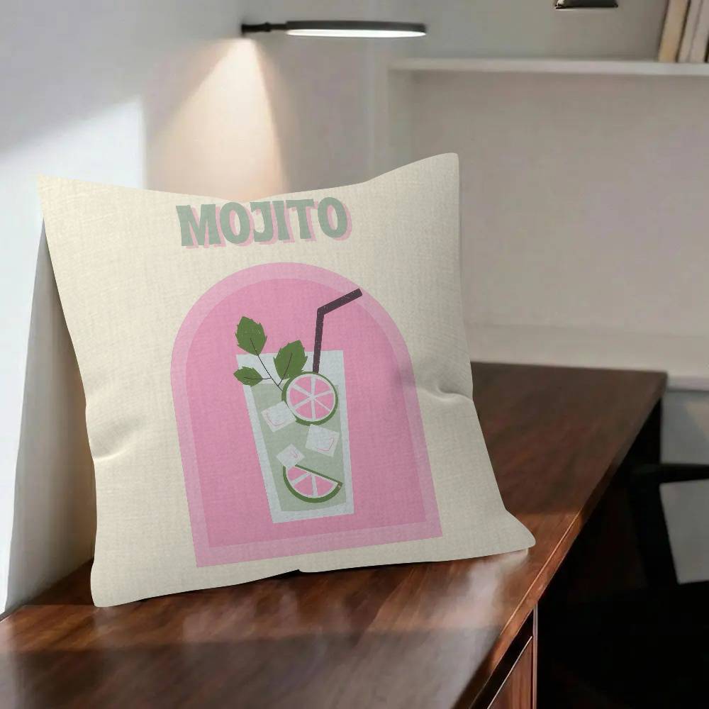 Mojito Cocktail Art Cushion Cushion Cover Pillowcase Upholstery Sofa Throw Pillow Home Decor Pillowcas