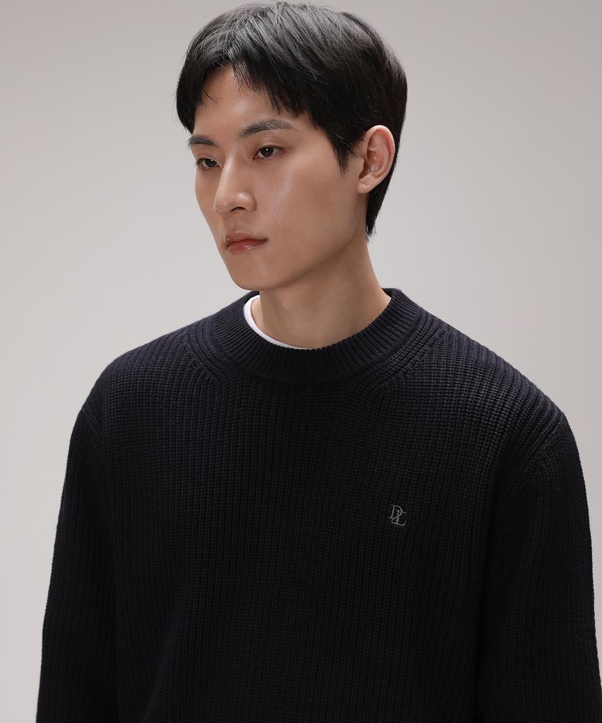 Dibellobeu Essential Oversized Round Hacci Knit_Navy