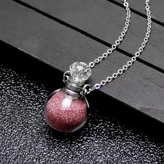 Perfume Vial Pendant Necklace Transparent Aroma Essential Oil Diffuser Pendant Refillable Spherical Perfume Bottle Necklace for Women Unique Jewelry