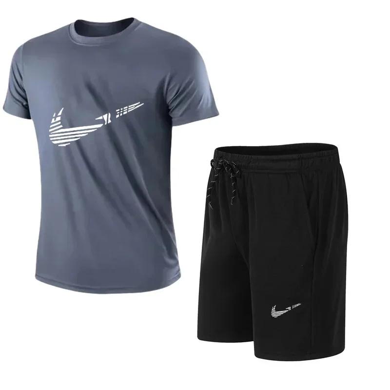 2026 Summer Men's Fashion Sports Set T-Shirt and Shorts Set Casual Short Sleeve Set