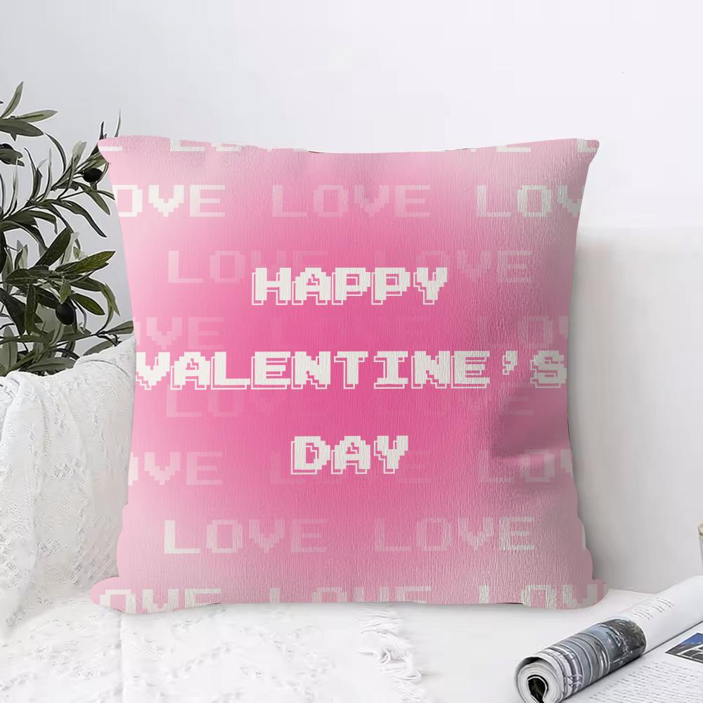 Valentine's Day Stickers X Cushion Cover Anti-dustmite Pillowcase Invisible Zipper Silky Short Plush Sofa Cushion Cover