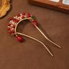 Fermaglio per capelli a forma di corona di fenice con perline rosse retrò: Accessorio per Capelli Hanfu con Nappa per il Capodanno Cinese