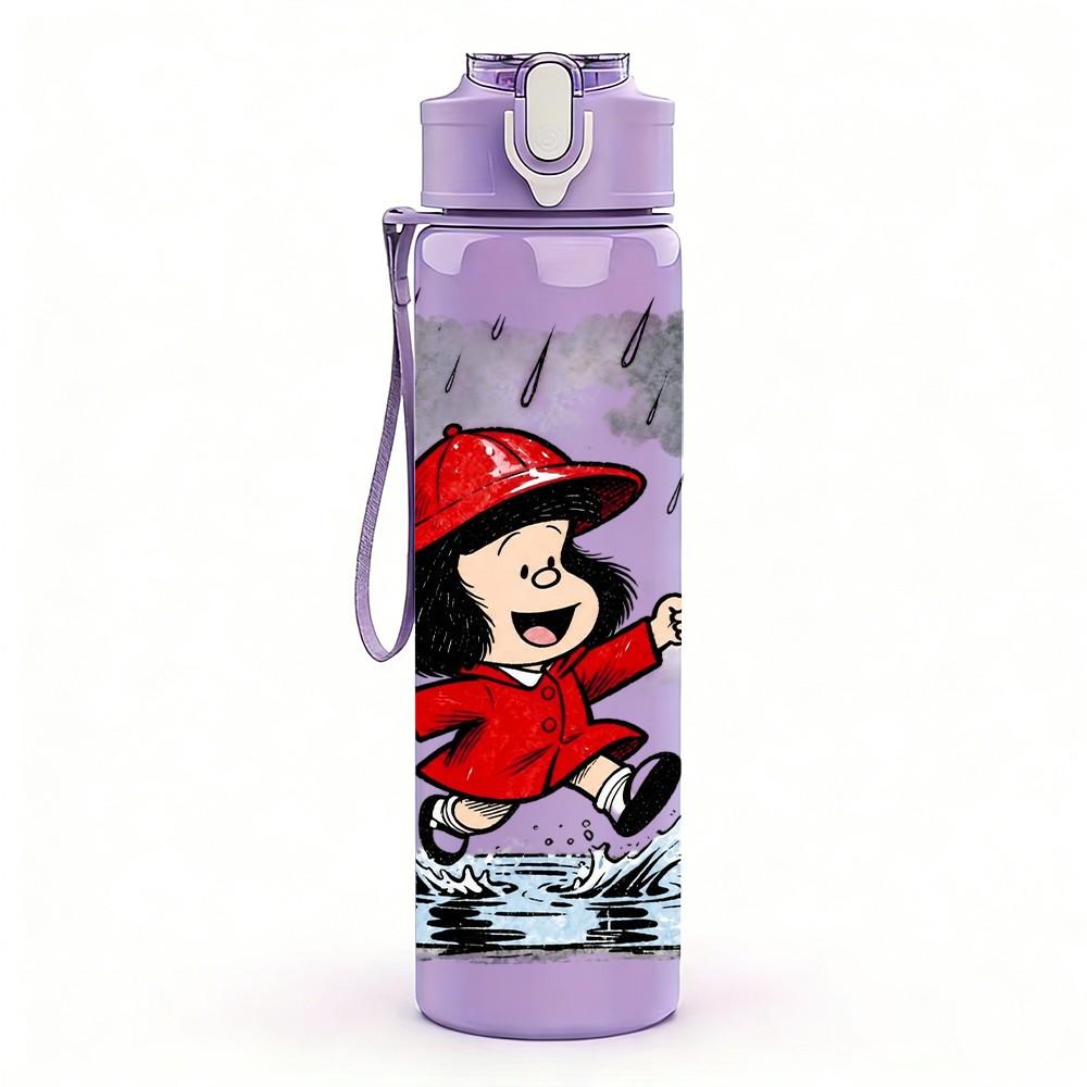 1PC Little Red Riding Hood Folk Cartoon 750ml Color Plastic Sports Water Bottle Leakproof Flip Straw Lid Suitable for Sports Office Home Use