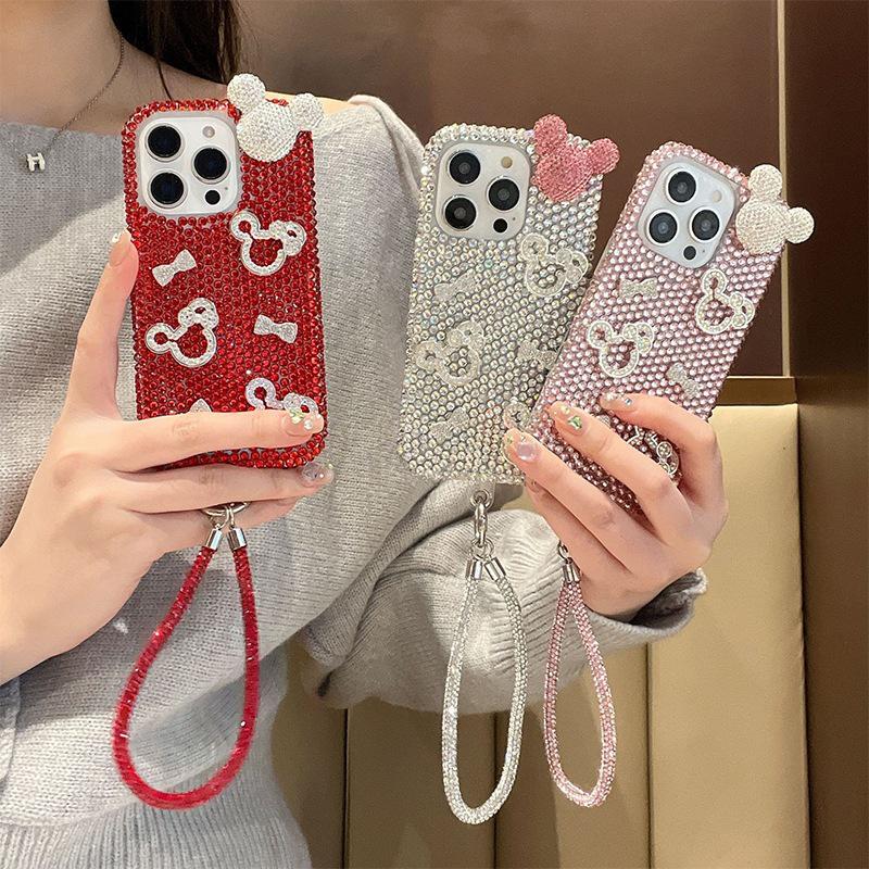 Trendy Rhinestone Kitty Bow Case for iPhone 11, 15, & 17 Pro Max - Shiny Design for Women