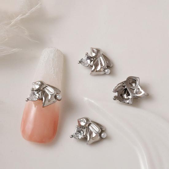 2Pcs Nail Sparkling Decor Non-falling Shining Three-dimensional Art Dazzling DIY New Year Nail Art Bunny