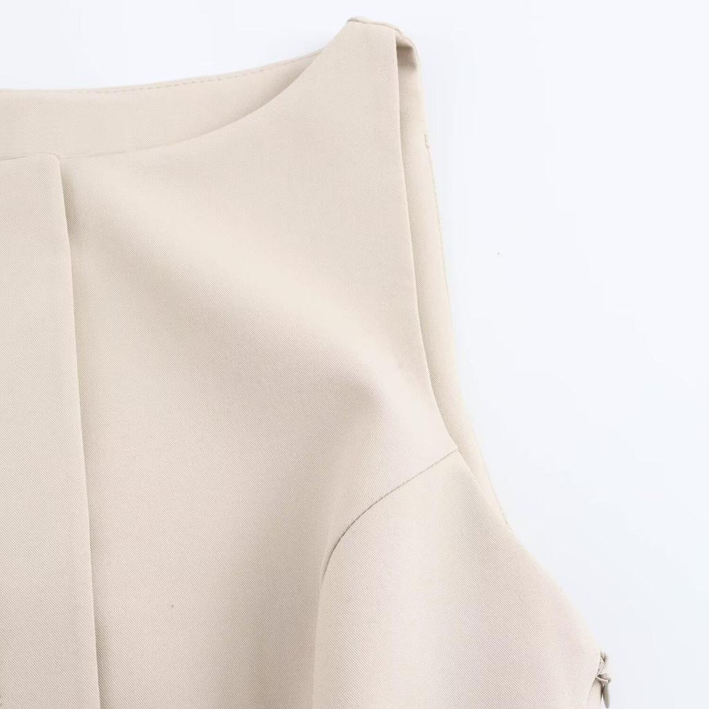 Frühling 2025 Damen Slim Rundhals Lagenlook Gürtel Patchwork Kleid