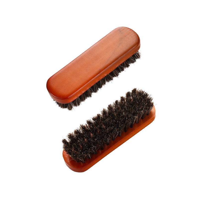 Wooden Handle Horsehair Shoe Brush for Polishing and Leather Care - Available in Large and Small Sizes