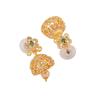 Beautiful Gold Plated Jhumki Estele Zircon Earrings For Women With Pearl And Green Crystals