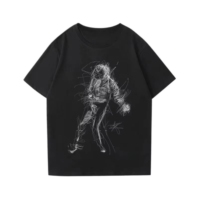 Michael Jackson Punk Vintag Rock Heavy Metal Vintage Hip Hop Tshirt Fashion Casual Short Sleeve Street Culture Tshirt Unisex