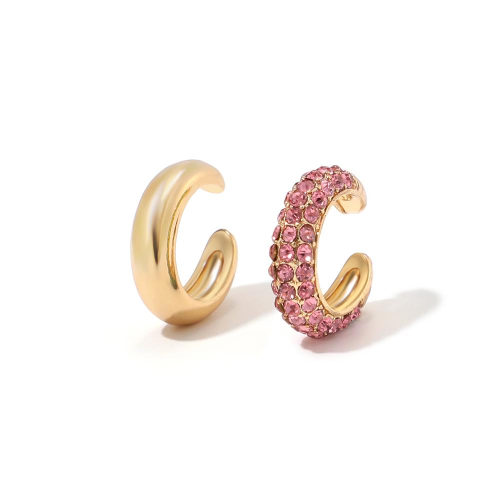 New Arrival Multicolor CZ Crystal Ear Cuff Stackable C Shaped Ear Clips No Pierced Cartilage Earring for Women Earcuffs