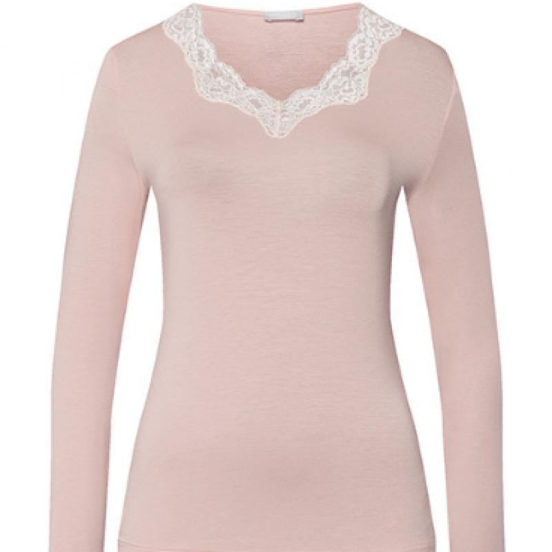 Hanro V Neck Long sleeVe Shirt  71841 Blush 