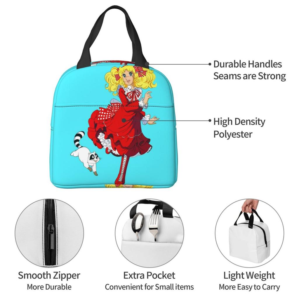 Candy Candy Snow Capucin Insulated Lunch Bag for Kids School Cooler Thermal Food Box Tote Leakproof Lunch Boxes Container