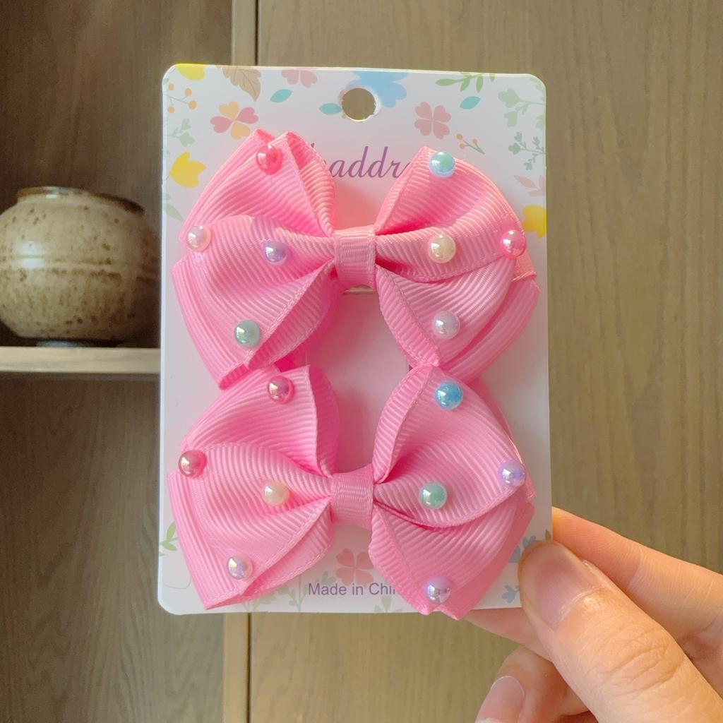 2Pcs/lot Baby Solid Hair Bows Hair Clips Ribbon Bow Hairpin for Girl Cheer Bowknot Barrettes Children Headwear Hair Accessories