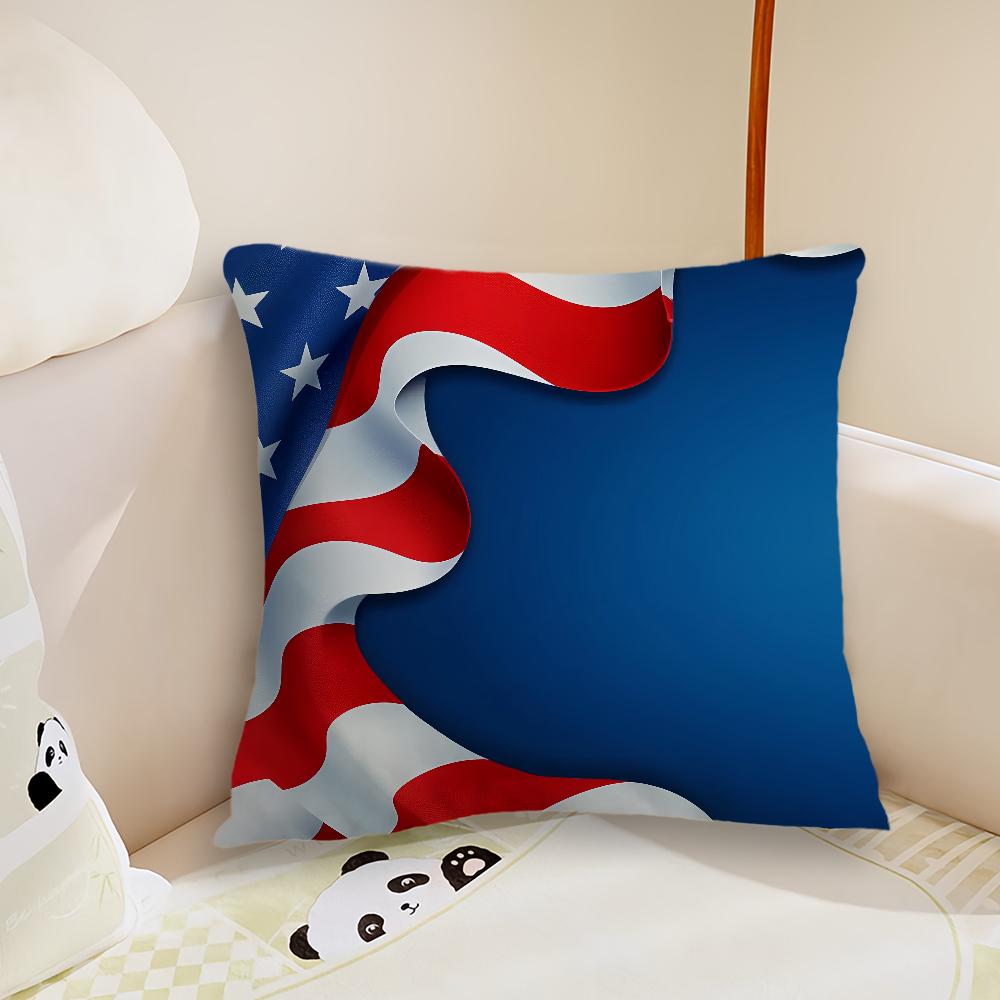 America USA Flag Cushion Cover Pillow Case Plush Fabric Soft Double Sided Print Sofa Cushion Cover Throw Pillow Covers