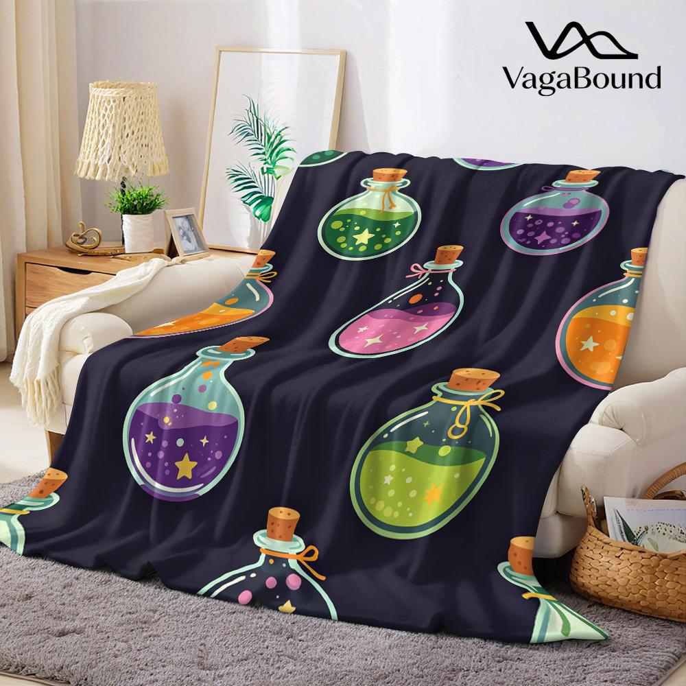 Magic Potion Bottles Flannel Blanket Warm Soft Halloween Christmas All-Season Couch Decorative Cozy Warm Gift