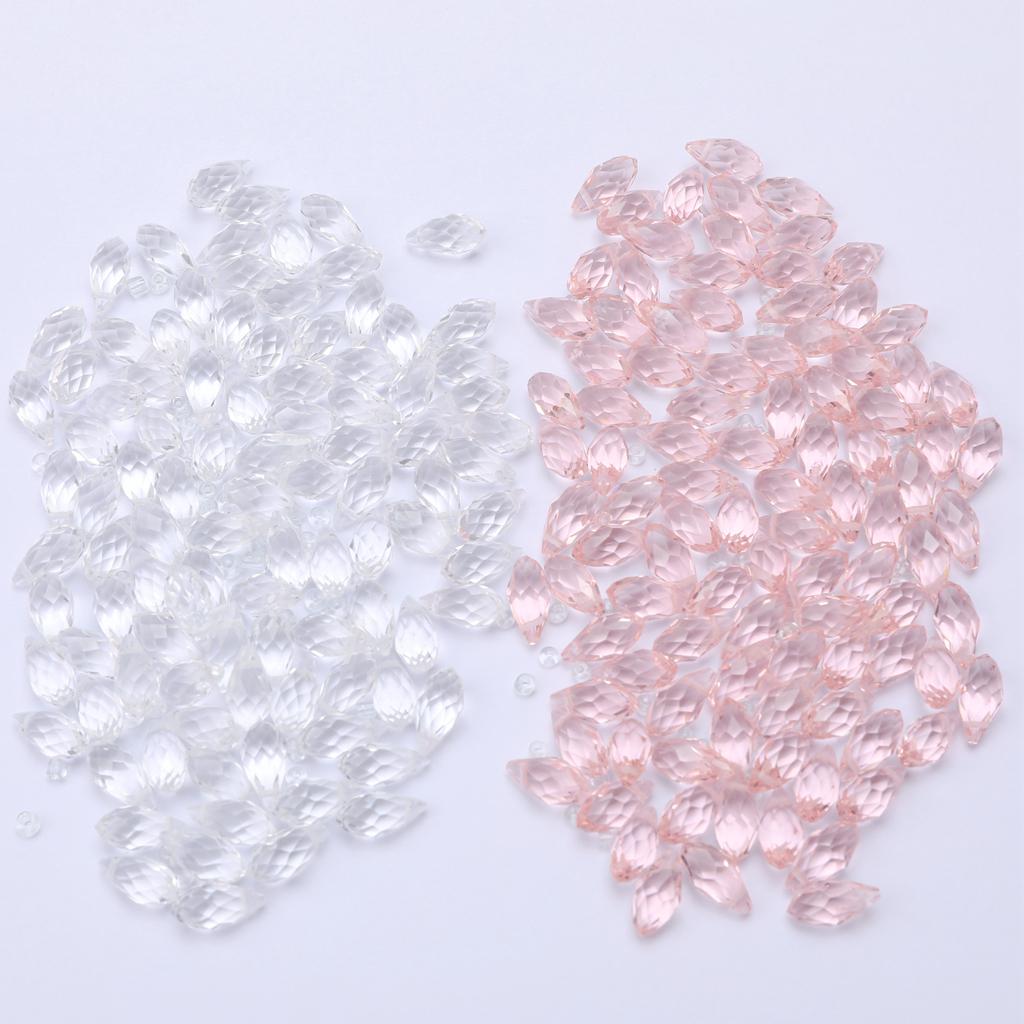 100x Crystal Glass Faceted Beads Charm Pendants Drilled DIY Craft Clear