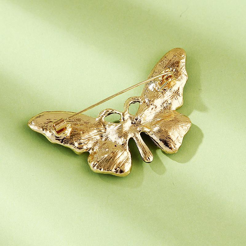 Broche Papillon Strass Émail Peint Alliage Épinglette pour Accessoires Vêtements Femme