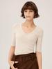 Autumn/Winter 100% Wool V-Neck Sweater Dress with Five-Quarter Sleeves