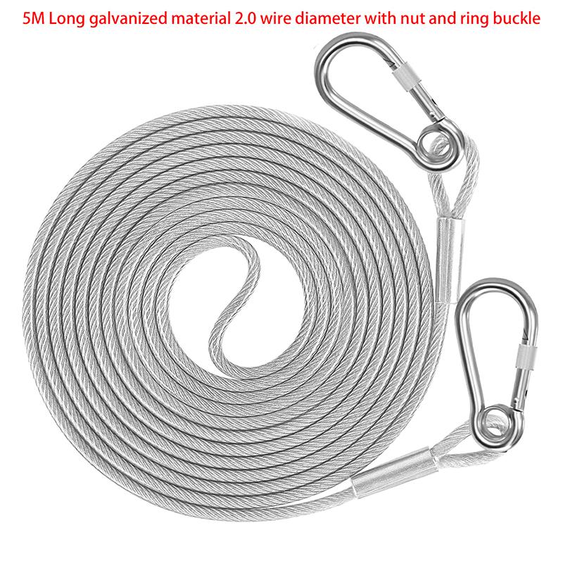 3-10M Double-Headed Dog Tie Out Cable Leash Raction Rope Metal Buckle Steel Wire Anti-Rust Training Collar Outdoor Dogs Strap