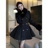 Autumn and winter daughter style celebrity waist long-sleeved woolen coat celebrity temperament wearing cotton-padded woolen coat women