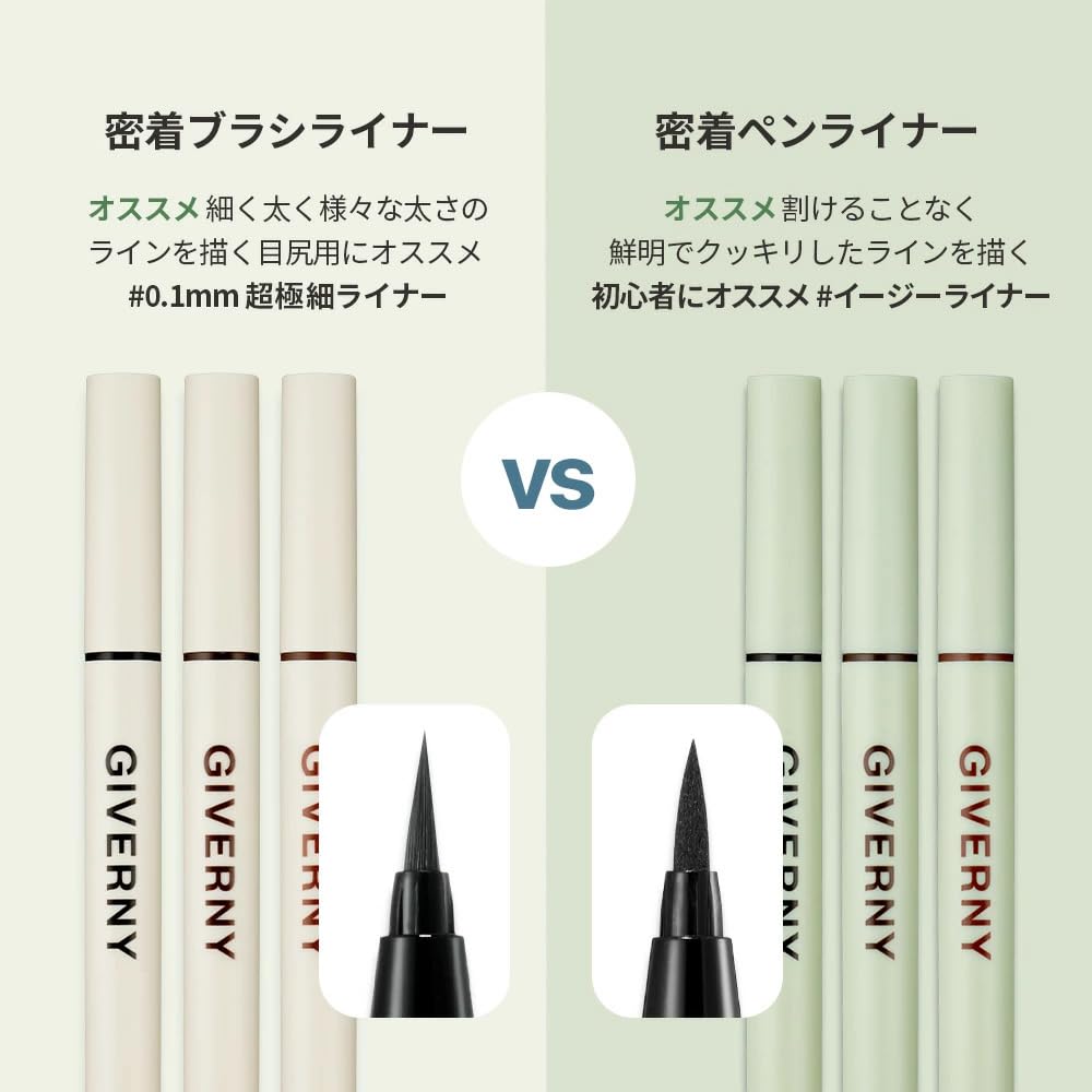 GIVERNY Milchak Brush Japanese Brush for Flexible Giverny Milchak Brush Korean Korean Eye Liner, Black, 0.6g [Official Distributor]. 0.1mm Ultra-Fine