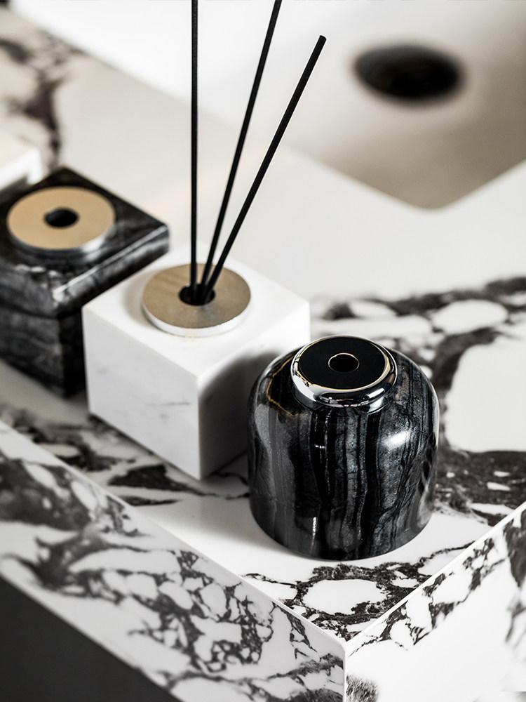 Natural Marble Perfume and Aroma Bottle Square Marble Bathroom Essential Oil Storage Bottle Fragrance Diffuser for Room Bedroom