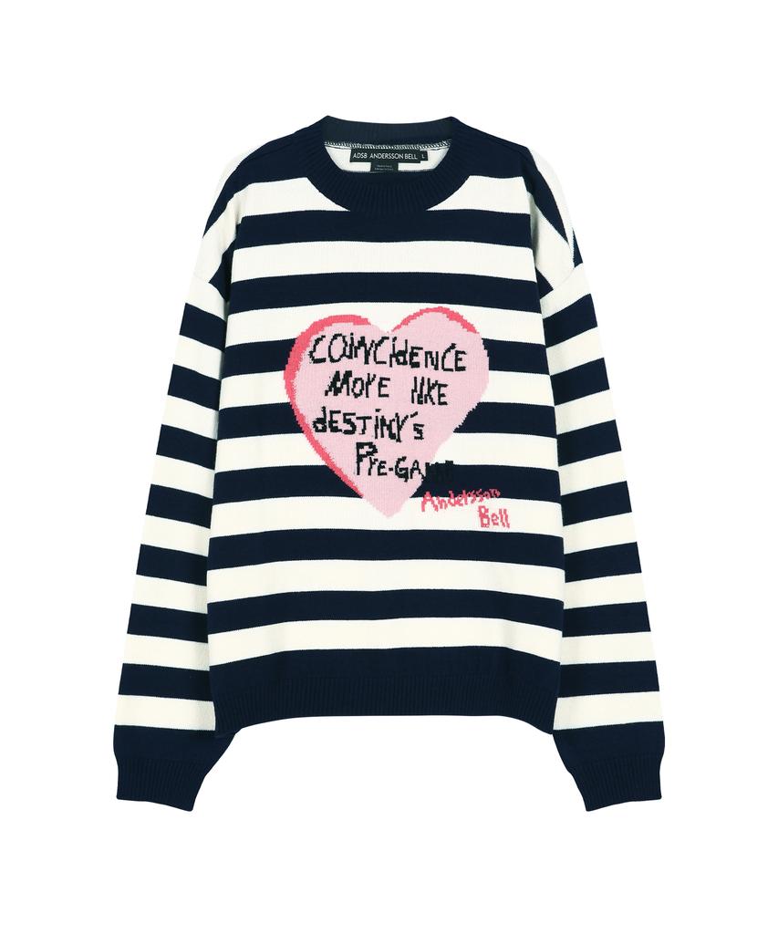 ADSB ANDERSSON BELL Boys Heart Message Crew-Neck Sweater Atb1453M(Navy/Ivory)