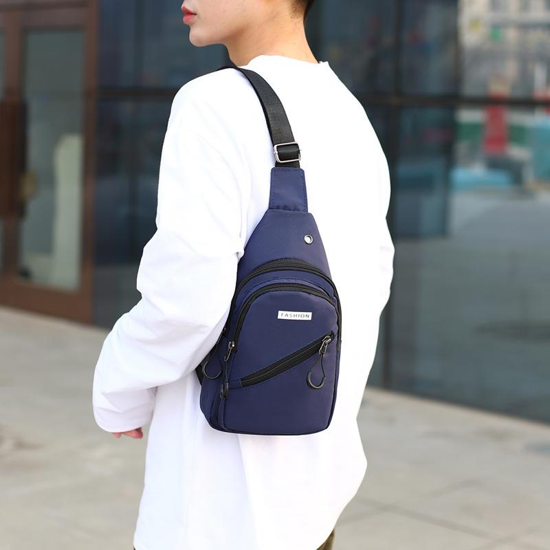 Simple Nylon Waterproof Breast Bag Outdoor Travel Shoulder Oblique Span Bag Solid Color Large Capacity Shoulder Travel Chest Bag
