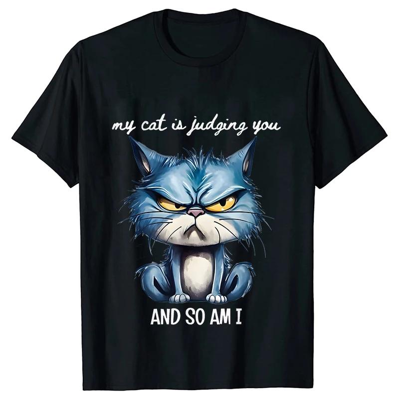 Funny Cat Sarcastic Antisocial Attitude Print Tshirts for Women Angry Cat T-shirts Not Today Introvert Female Tee Shirts Femme